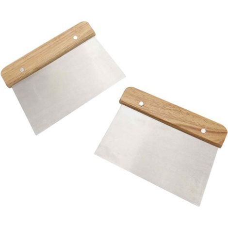 2 teilig Teigschaber 15,2 cm Teigschaber aus Edelstahl Holzgriff Teigschneider Edelstahl Gemüseschneider Pizzamesser Für Kuchen und Torten (1/5)