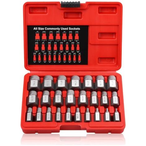 25Pcs Screw Extractor Set Hex Head Multi-Spline Easy Out Bolt Extractor Tool, Chrome Molybdenum Alloy Steel Heavy Duty Out Rounded Screw Remover, Cool Gadgets Gifts for Men (1/5)