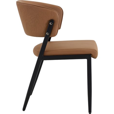 CHICFURN Silla de comedor 78 x 51 x 47 cm marrón de PU y metal, respaldo ergonómico (1/5)