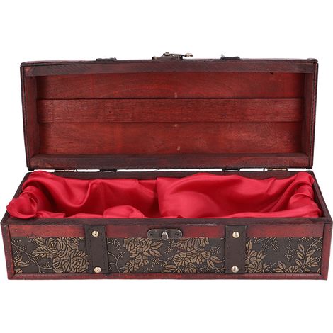 Boîte à vin en bois motif imprimé rétro européen coffret bouteille d'alcool pour rangement emballage cadeau (1/5)