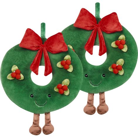Conjunto de 2 cojines redondos de tela con motivo guirnalda navideña verde 45 cm Bonbon