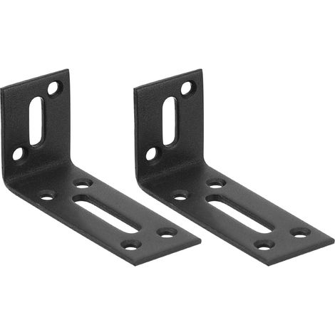 Lot de 4 équerres d'angle réglables en L - 80 x 40 x 30 mm - En acier laminé à froid - Angle de 90 degrés - Pour réparation de meubles - Noir (1/5)