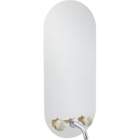 Espejo LED ovalado de 3 agujeros + mezclador de lavabo empotrado de 3 agujeros JACOB DELAFON Grands Boulevards mineral y cromo suavidad
