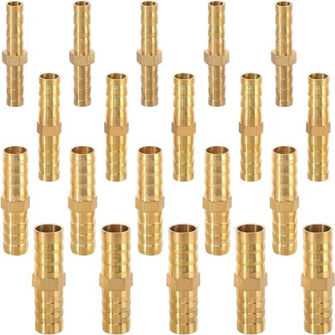 20 piezas de conexión para manguera de combustible, conexión para tubería de combustible, espiga de latón, para tubos traqueales (6 mm/8 mm/10 mm/12 mm) (1/5)