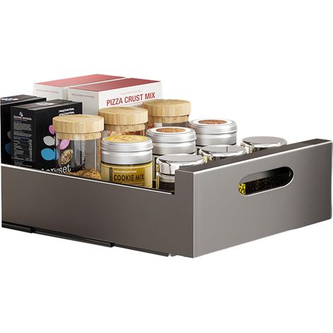 Tiroir télescopique extensible - Organiseur de cuisine (25 x 43 x 9 cm (l x P x H) - Organisateur de placard, étagères de rangement pour armoires de cuisine, pantry, organisation sous l'évier (1/5)
