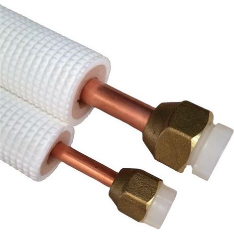 Sanitaire-Distribution – Couronne liaison frigorifique cuivre double isolée – Longueur 10 mètres – Diamètre 1/4-3/8 – Norme EN 12735-1