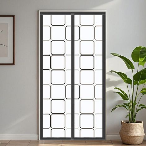 Rideau de protection thermique magnétique pour portes, 100 x 210 cm, protection isolante, protection contre le froid et la chaleur en hiver, idéal pour l'utilisation des climatiseurs en été, montage (1/5)