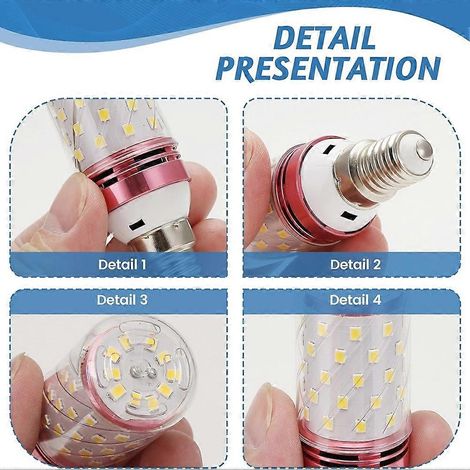10 ampoules LED E14 type maïs, 12 W, petit culot à vis, ampoules intelligentes haute efficacité, ampoules bougies type maïs à intensité variable (3 couleurs) (1/5)