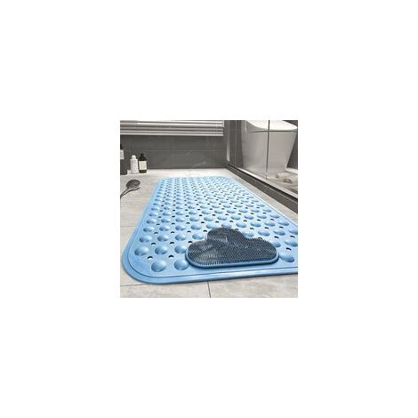 Rutschfeste Duschmatte, 70 x 40 cm, Massage-Badematte, Badematte mit Ablauflöchern und Saugnäpfen – Blau (1/5)