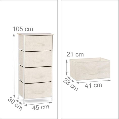 Cómoda mueble de almacenaje con cajones de tela beige 1300025823