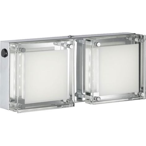 Applique LED bianco caldo vetro trasparente cromo 2 fiamme WOFI JETTE 4701.02.01.00000