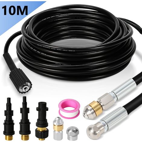 Wolketon Set sturatubi 10m 160Bar con ugelli fisso e rotante, incluso adattatore