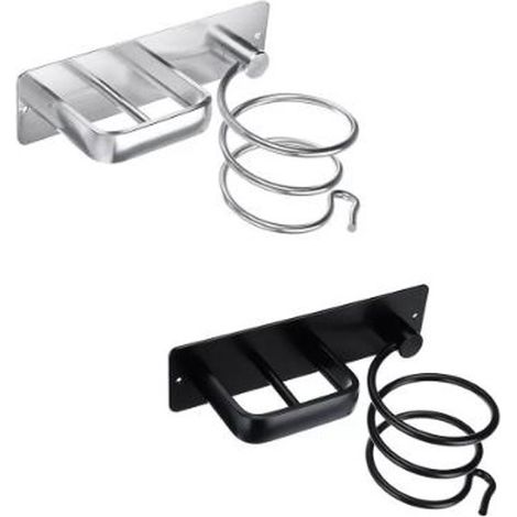 Portasciugamani monoblocco, supporto per piastra per capelli, contenitore a parete per bagno, camera da letto, hotel (nero) (1/5)