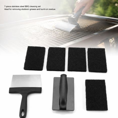 Kit Nettoyage Barbecue Grille Acier Inox 5 Pièces avec Brosse et Éponges pour Dégraissage Efficace et Sécurisé (1/5)