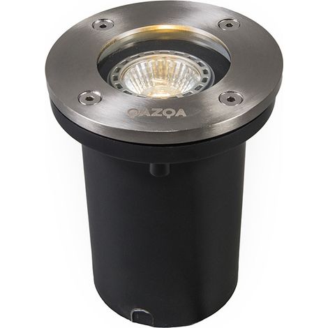 QAZQA basic - Spot encastrable de sol - 1 lumière - Ø 104 mm - Acier - Moderne - éclairage extérieur (1/7)