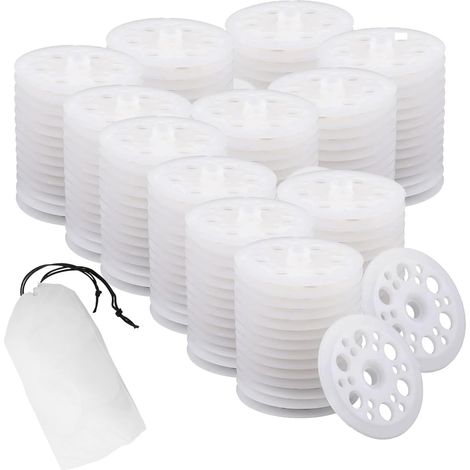 200 Pièces Rondelle Isolation 46mm Rondelles Plates en Plastique, Rondelles Plates Plastique pour la Fixation et le Support des Panneaux Isolants en Mousse (1/5)