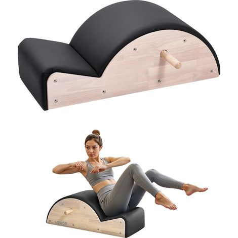 Corrector de columna VEVOR Pilates, accesorio de yoga, herramienta de entrenamiento de madera y caucho, equipo de arco para fitness, madera + cuero (1/2)