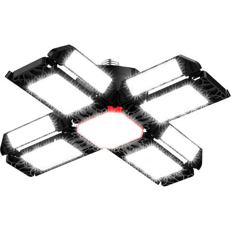 200W LED Garage Workshop Lighting 1pc - 20000LM 6500K Deformable Ceiling Light with 12 Adjustable Panels (1/5)