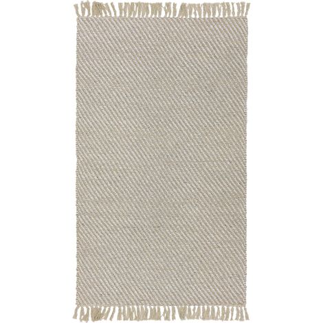 Tappeto Realizzato a Mano in Iuta e Cotone Beige 80 x 150 cm Rustico Aladag