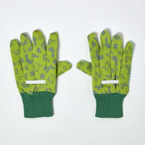 HOMESCAPES Gants de jardinage enfant, Vert (1/3)