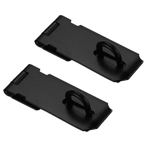 Cadenas de porte, 2 pièces, loquet de porte, fermoir à loquet avec vis, serrure de portail, cadenas à agrafe de 4 pouces, loquet robuste en acier inoxydable avec finition noire mate (1/5)