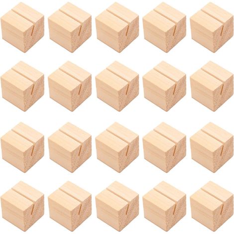 Lot de 20 supports en bois pour numéros de table de mariage - Porte-cartes de nom, mémos, notes, photos, étiquettes alimentaires