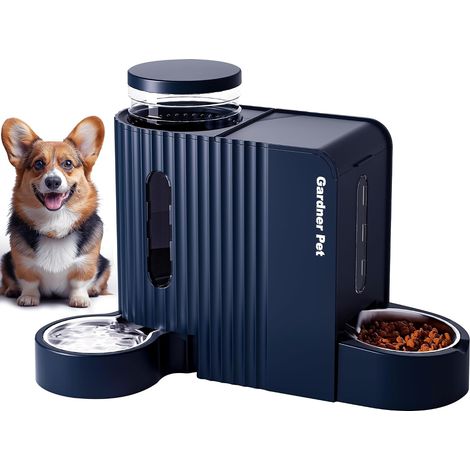 Pet 2-in-1 Automatic Cat Water Food Dispenser 6L x 2 Blue (1/5)