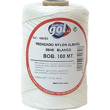 WURKO cuerda linea blanca fina 8840 trenzada nylon 100mt rollo