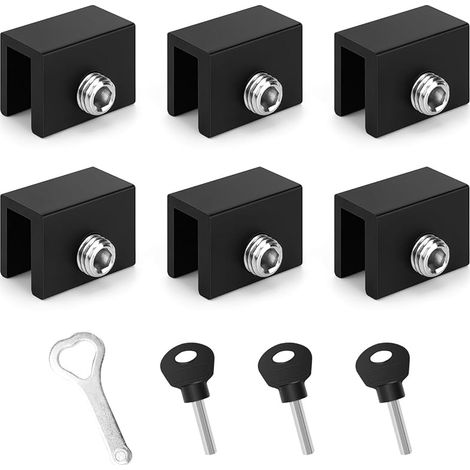 Verrou Porte Coulissante, 6 Pièces Noir Bloque Fenetre, Bloque Fenetre Coulissante, Verrou Fenetre, Solide et Durable Pour Portes et Fenêtres Coulissantes (1/5)