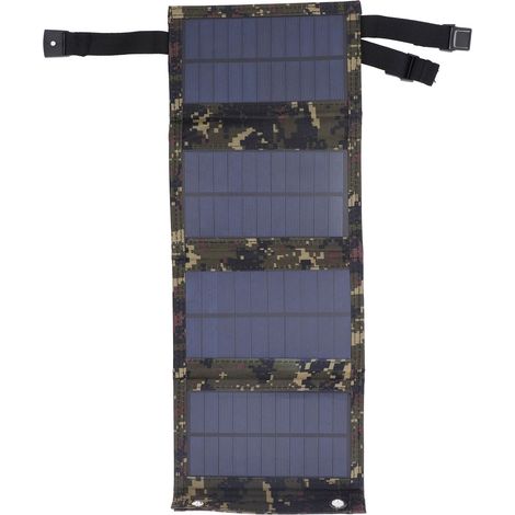 Kit Chargeur Panneau Solaire Pliable Nomade 10W 5V IP65 Plaque Chargeur Solaire Pliant pour Camping Randonnée Camouflage (1/5)