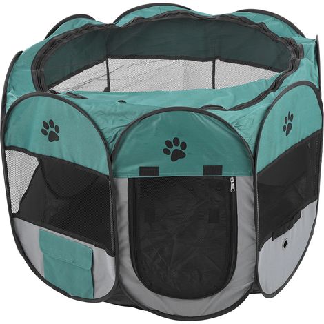 Parure pour chiens et chats – Enclos portable pliable « pop-up » avec toit imperméable et toile transparente – Utilisation en intérieur et en extérieur (1/5)