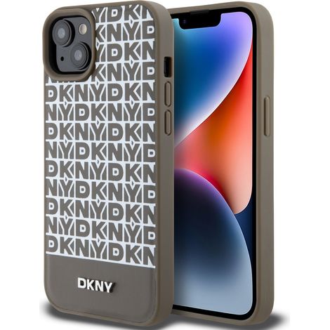 Étui pour iPhone 15 dkny en cuir MagSafe marron (1/5)