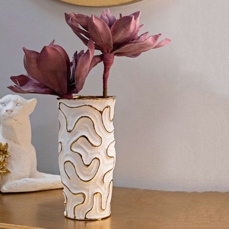 Vaso, Colore Struttura oro, Bianco - Banisilo