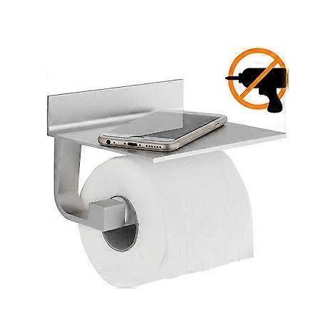 Selbstklebender Toilettenpapierhalter mit integrierter Handyhalterung aus Aluminium für Küche und Bad, Silber