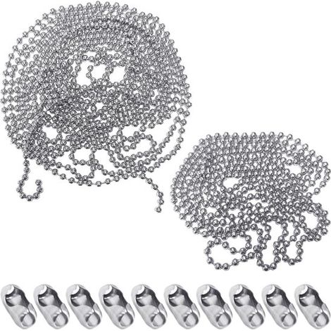 Catena a sfere in acciaio inox - set da 6 - connettore per catena - accessori per mobili - adatta per tende, persiane, tende a rullo. (1/5)