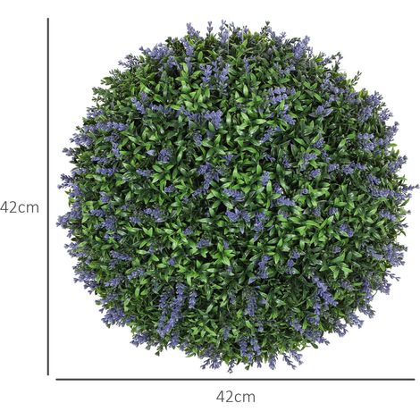 Lot de 2 boules topiaires artificielles, fausses plantes décoratives résistantes aux UV, Ø 42 cm, violet et vert (1/5)
