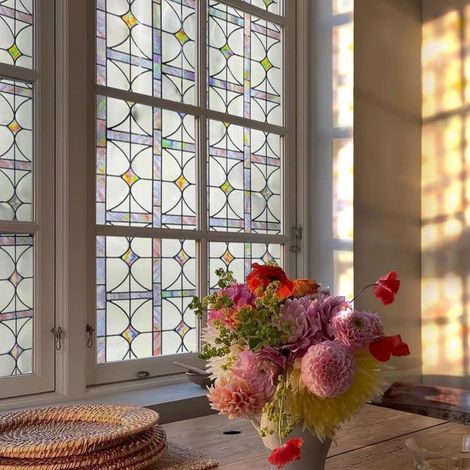 Film de fenêtre Autocollant 3D pour fenêtre en Verre coloré - Film de Protection Contre la Vue - Multicolore - Opaque - pour Salle de Bain, Porte d'entrée, Maison, Protection Solaire, Protection (1/5)