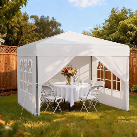 Faltpavillon 3x3m wasserdicht, höhenverstellbar, mit 4 Seitenwänden (1/5)