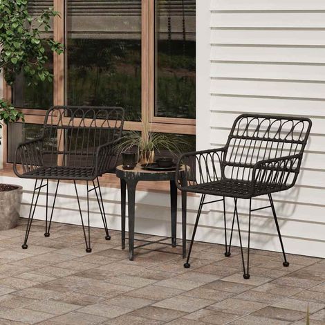 Chaises de jardin lot de 2 avec accoudoir-Chaise de terrasse-Chaise d'extérieur Noir 56x64x80 cm (1/5)