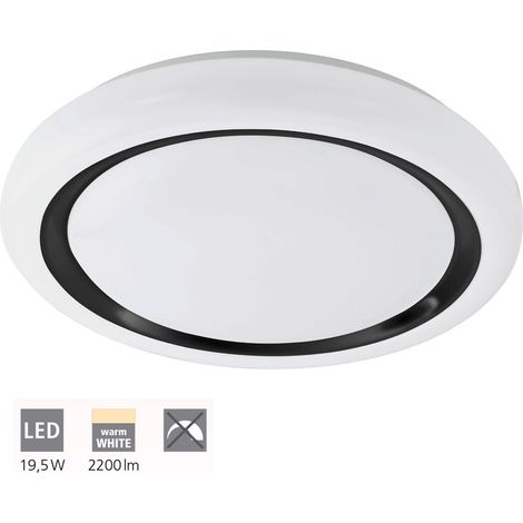 Plafond capasso plastique blanc, LED noire 19,5W 3000K H: 6cm Ø48cm (1/5)