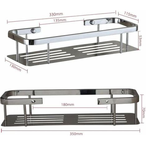 Serviteur de Douche en Acier Inoxydable, Accessoire Étagère pour Salle de Bain, Rangement Cuisine - 35cm (1/3)