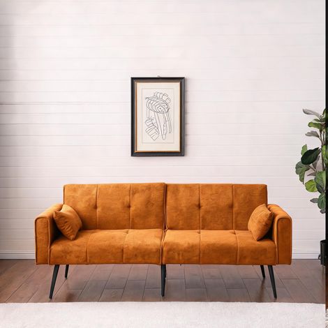 Canapé convertible futon en tissu corduroy modulable 2 places (1/5)