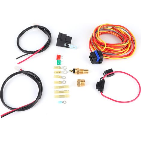 Kit de câblage pour ventilateur de refroidissement électrique double/simple 165/185 avec thermostat et relais 40 A (1/5)