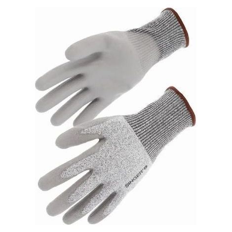 Lot 10 Paires Gants Anti-Coupure Niveau C - Support PEHD Tricote - Enduction Latex Crepe - Norme EN 388 - Taille 11 - Manutention BTP (1/2)