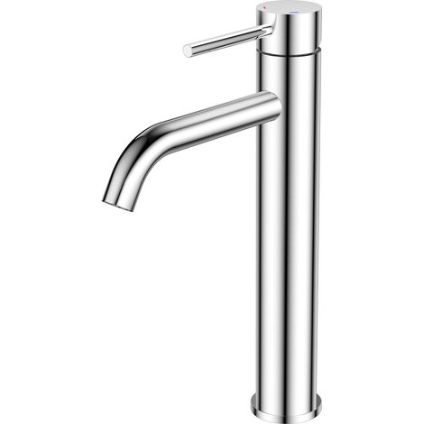 Grifo de Lavabo para Baño, Mezclador Alto con Pico de 190 mm, Acabado Cromado y Mando de Una Palanca para Lavabo de Baño o Aseo de Invitados
