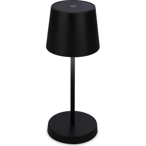 Lampe de table LED sans fil - 1 unité - Métal/Plastique - Dimmable tactile 3 niveaux - Intérieur et extérieur - Noir 26x10,5 cm (1/5)