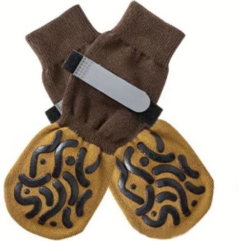 2 paia di calzini antiscivolo double-face per cani con cinturini regolabili per uso interno (XS) (1/4)