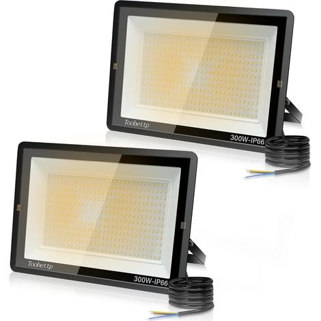 2PCS 300W Projecteur LED Extérieur, Spot LED Exterieur 30000LM Super Lumineux 3500K Blanche Chaude Éclairage de Sécurité Extérieur IP66 Imperméable pour Garage Jardin Terrasse Parking (1/5)