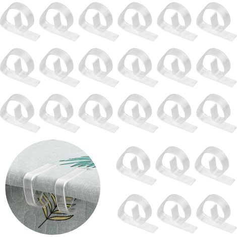 Lntyq 24 Stück Tischdeckenklammern aus Kunststoff, Variable klare Tischdeckenklammern Transparente Tischdeckenklammern Tischdeckenklammer für Picknick Party Zuhause (1/4)