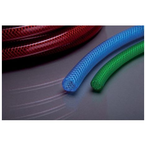 Tuyau textile PVC 81R avec insert 13x30mm 50m rouge transparent APD